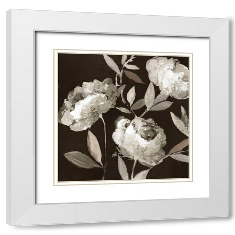 Peonies on Ebony  White Modern Wood Framed Art Print with Double Matting by Jensen, Asia