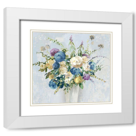 Tranquil Bouquet White Modern Wood Framed Art Print with Double Matting by Jensen, Asia