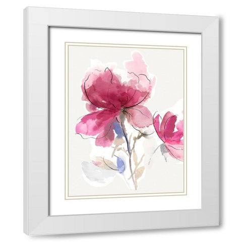 Rosy Bloom I  White Modern Wood Framed Art Print with Double Matting by Jensen, Asia