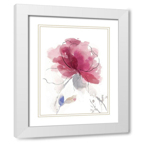 Rosy Bloom II White Modern Wood Framed Art Print with Double Matting by Jensen, Asia