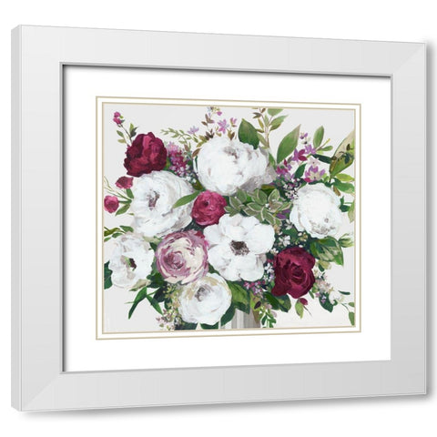 Burgundy Splashes White Modern Wood Framed Art Print with Double Matting by Jensen, Asia