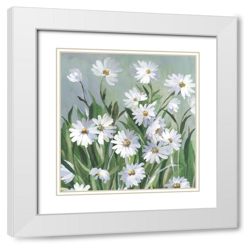 Daisy Day White Modern Wood Framed Art Print with Double Matting by Jensen, Asia