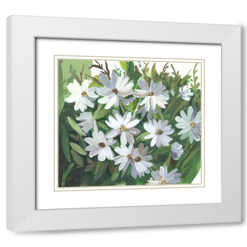 Daisy Field White Modern Wood Framed Art Print with Double Matting by Jensen, Asia