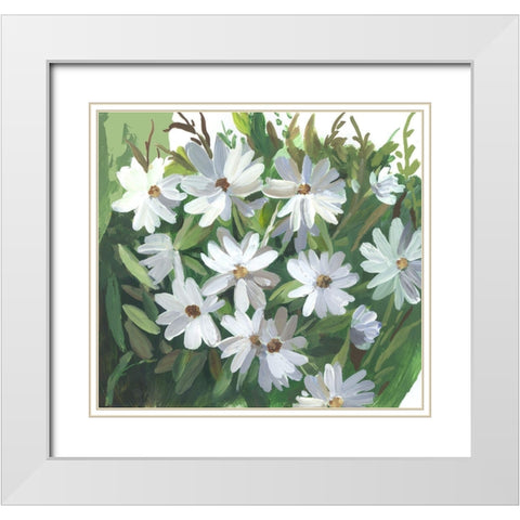 Daisy Field White Modern Wood Framed Art Print with Double Matting by Jensen, Asia
