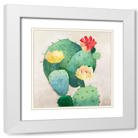 Colorful Catus  White Modern Wood Framed Art Print with Double Matting by Jensen, Asia