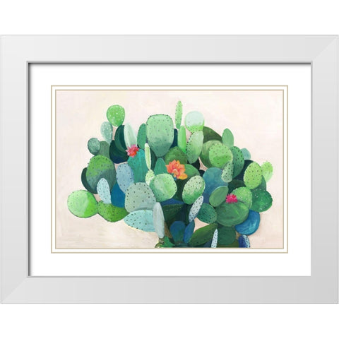 Cactus Bloom White Modern Wood Framed Art Print with Double Matting by Jensen, Asia