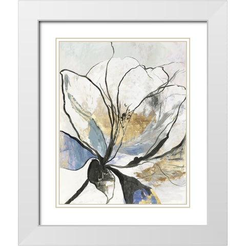Outlined Floral I White Modern Wood Framed Art Print with Double Matting by Jensen, Asia