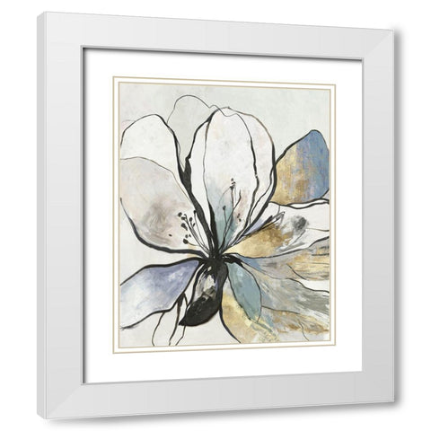 Outlined Floral II White Modern Wood Framed Art Print with Double Matting by Jensen, Asia