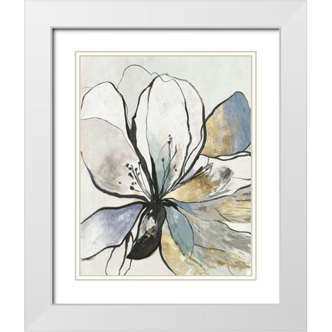 Outlined Floral II White Modern Wood Framed Art Print with Double Matting by Jensen, Asia