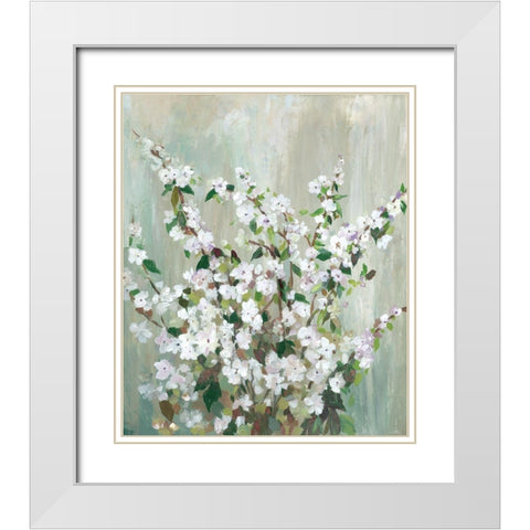 Teal Bloom White Modern Wood Framed Art Print with Double Matting by Jensen, Asia