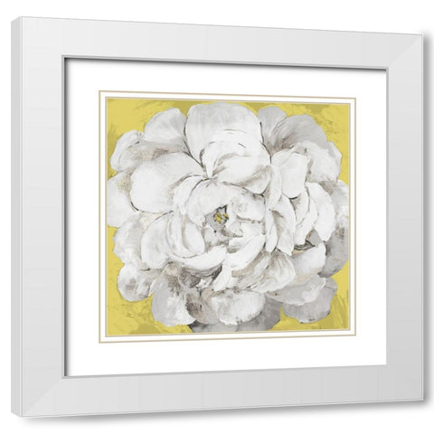 White Peonia Yellow Version White Modern Wood Framed Art Print with Double Matting by Jensen, Asia