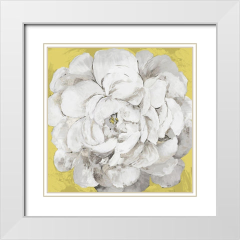 White Peonia Yellow Version White Modern Wood Framed Art Print with Double Matting by Jensen, Asia