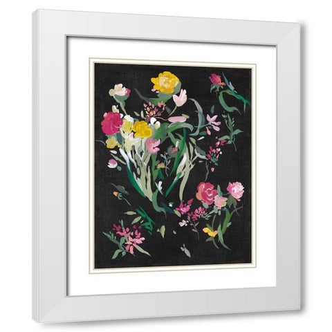 Midnight Blooming Botanicals II White Modern Wood Framed Art Print with Double Matting by Jensen, Asia