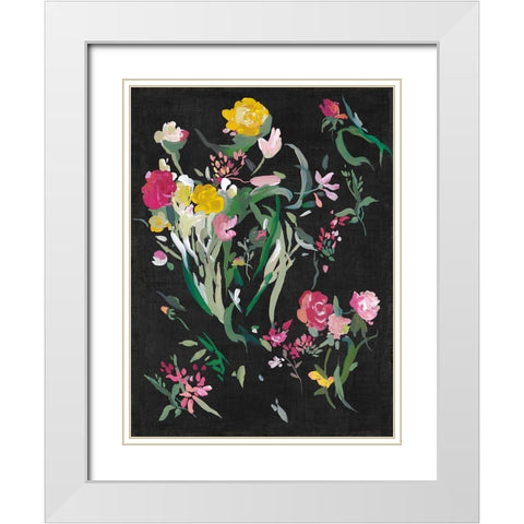 Midnight Blooming Botanicals II White Modern Wood Framed Art Print with Double Matting by Jensen, Asia