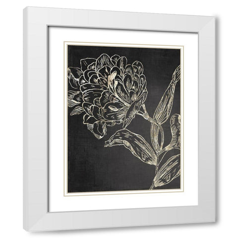 Golden Flower Folklore II White Modern Wood Framed Art Print with Double Matting by Jensen, Asia