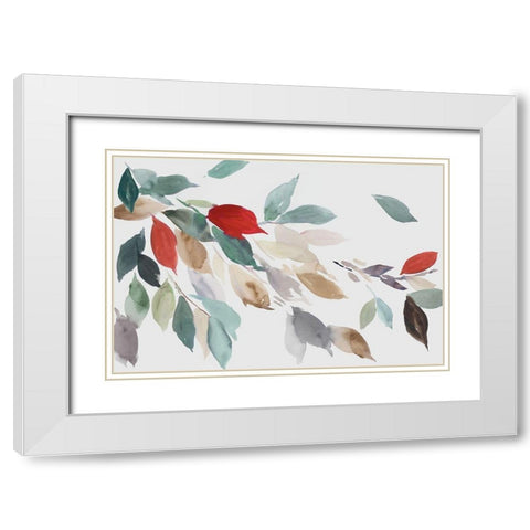 Fall Coloured Leaves III White Modern Wood Framed Art Print with Double Matting by Jensen, Asia