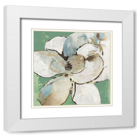 Emerald Flower I  White Modern Wood Framed Art Print with Double Matting by Jensen, Asia