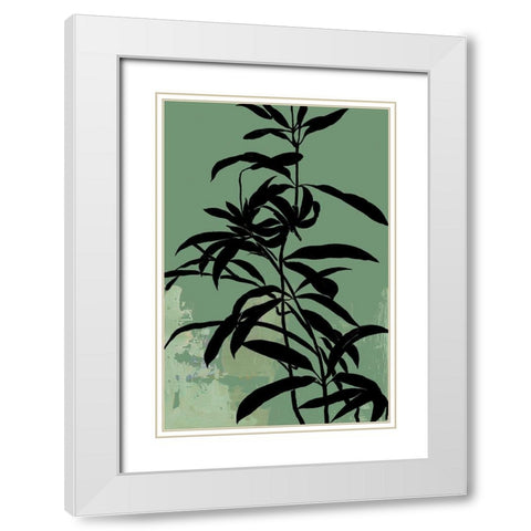 Green Silhouette II White Modern Wood Framed Art Print with Double Matting by Jensen, Asia