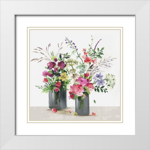 Glass Florals  White Modern Wood Framed Art Print with Double Matting by Jensen, Asia