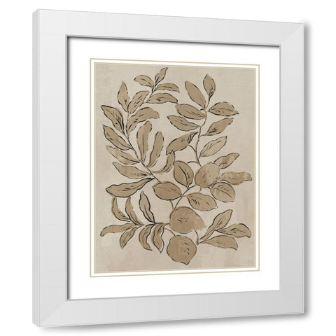 Leaves Sketches I  White Modern Wood Framed Art Print with Double Matting by Jensen, Asia