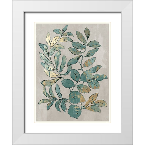 Leaves Sketches I Blue Version White Modern Wood Framed Art Print with Double Matting by Jensen, Asia