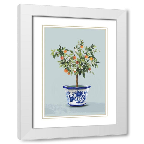Orange Tree White Modern Wood Framed Art Print with Double Matting by Jensen, Asia