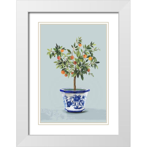 Orange Tree White Modern Wood Framed Art Print with Double Matting by Jensen, Asia
