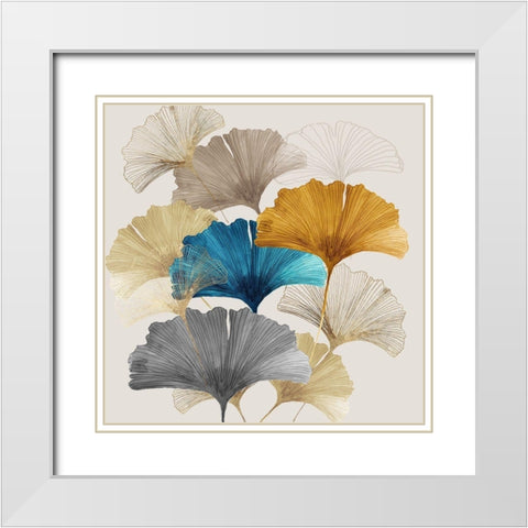Golden Ginko II  White Modern Wood Framed Art Print with Double Matting by Jensen, Asia