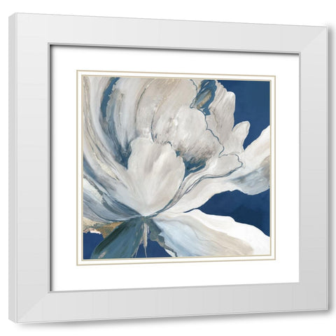 Butterfly Flower I Blue Version White Modern Wood Framed Art Print with Double Matting by Jensen, Asia