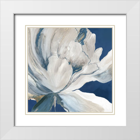 Butterfly Flower I Blue Version White Modern Wood Framed Art Print with Double Matting by Jensen, Asia