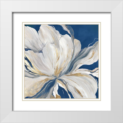 Butterfly Flower II Blue Version White Modern Wood Framed Art Print with Double Matting by Jensen, Asia