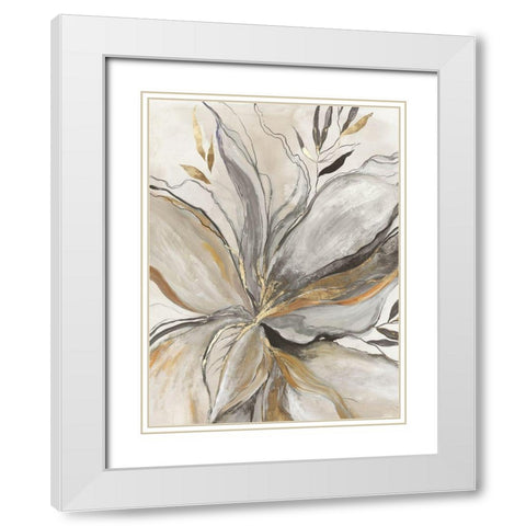 Gold Charcole Flower I  White Modern Wood Framed Art Print with Double Matting by Jensen, Asia