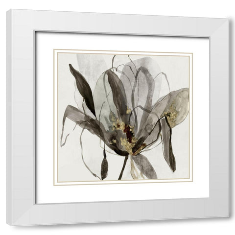 Charcole in Bloom  White Modern Wood Framed Art Print with Double Matting by Jensen, Asia