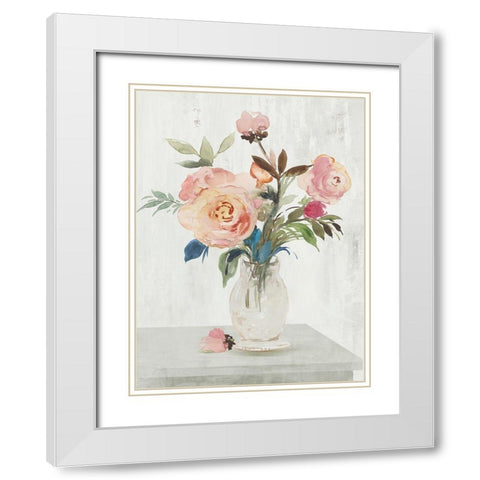 Fresh Roses I  White Modern Wood Framed Art Print with Double Matting by Jensen, Asia