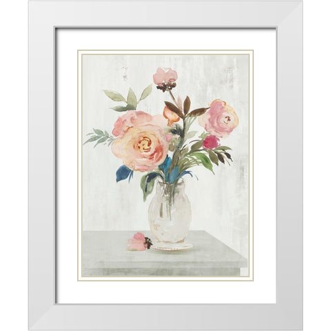 Fresh Roses I  White Modern Wood Framed Art Print with Double Matting by Jensen, Asia