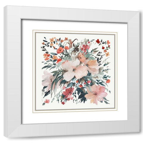 Farmhouse Florals II White Modern Wood Framed Art Print with Double Matting by Jensen, Asia