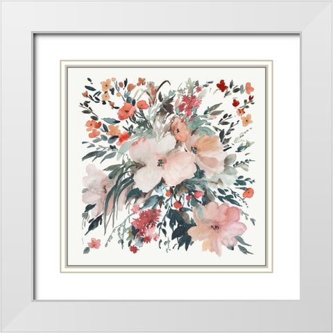 Farmhouse Florals II White Modern Wood Framed Art Print with Double Matting by Jensen, Asia