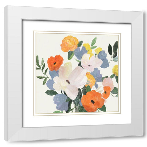Florals in Vase II White Modern Wood Framed Art Print with Double Matting by Jensen, Asia