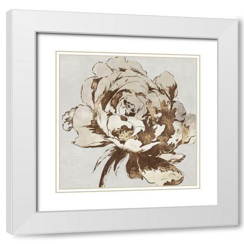 Golden Flower I  White Modern Wood Framed Art Print with Double Matting by Jensen, Asia