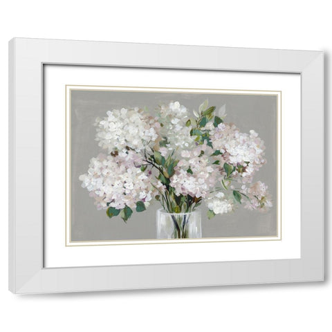 Pink Hydrangea  White Modern Wood Framed Art Print with Double Matting by Jensen, Asia