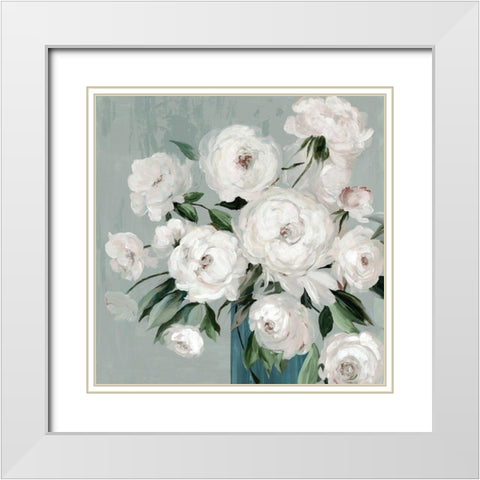 White Flowers Clusters  White Modern Wood Framed Art Print with Double Matting by Jensen, Asia