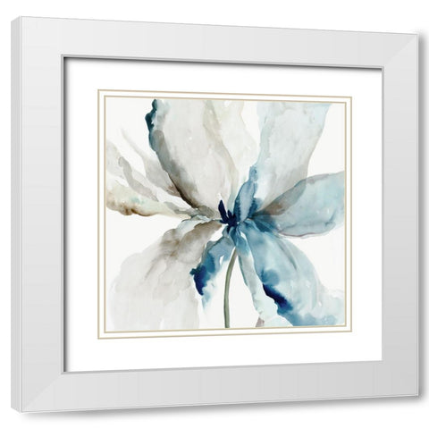 Blue Transparent Flower  White Modern Wood Framed Art Print with Double Matting by Jensen, Asia