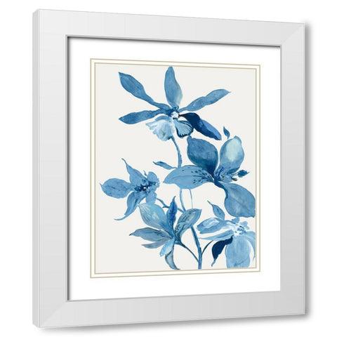 Blue Orchid I  White Modern Wood Framed Art Print with Double Matting by Jensen, Asia