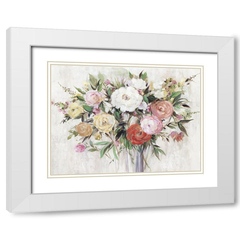 Multi Floral White Modern Wood Framed Art Print with Double Matting by Jensen, Asia