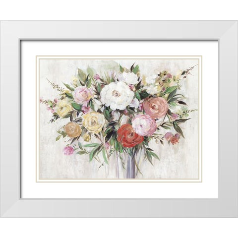 Multi Floral White Modern Wood Framed Art Print with Double Matting by Jensen, Asia