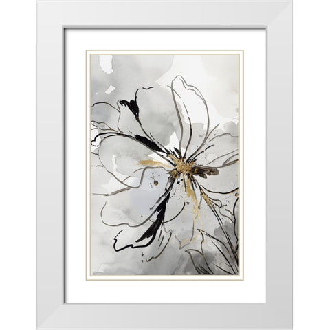 Floral Sketch II White Modern Wood Framed Art Print with Double Matting by Jensen, Asia