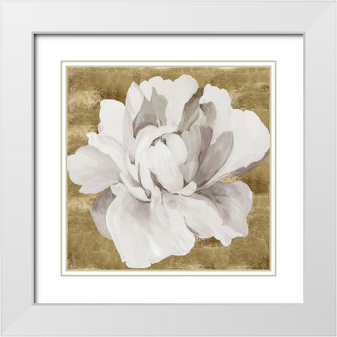Gold Flower I White Modern Wood Framed Art Print with Double Matting by Jensen, Asia