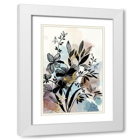 Gold Embroidery II White Modern Wood Framed Art Print with Double Matting by Jensen, Asia