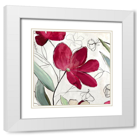 Rose Flower I White Modern Wood Framed Art Print with Double Matting by Jensen, Asia