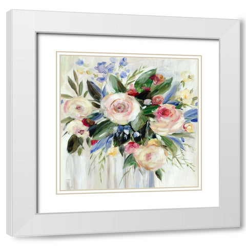 Rose Bunch White Modern Wood Framed Art Print with Double Matting by Jensen, Asia